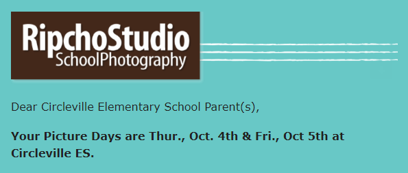 CES Picture Days October 4th and 5th