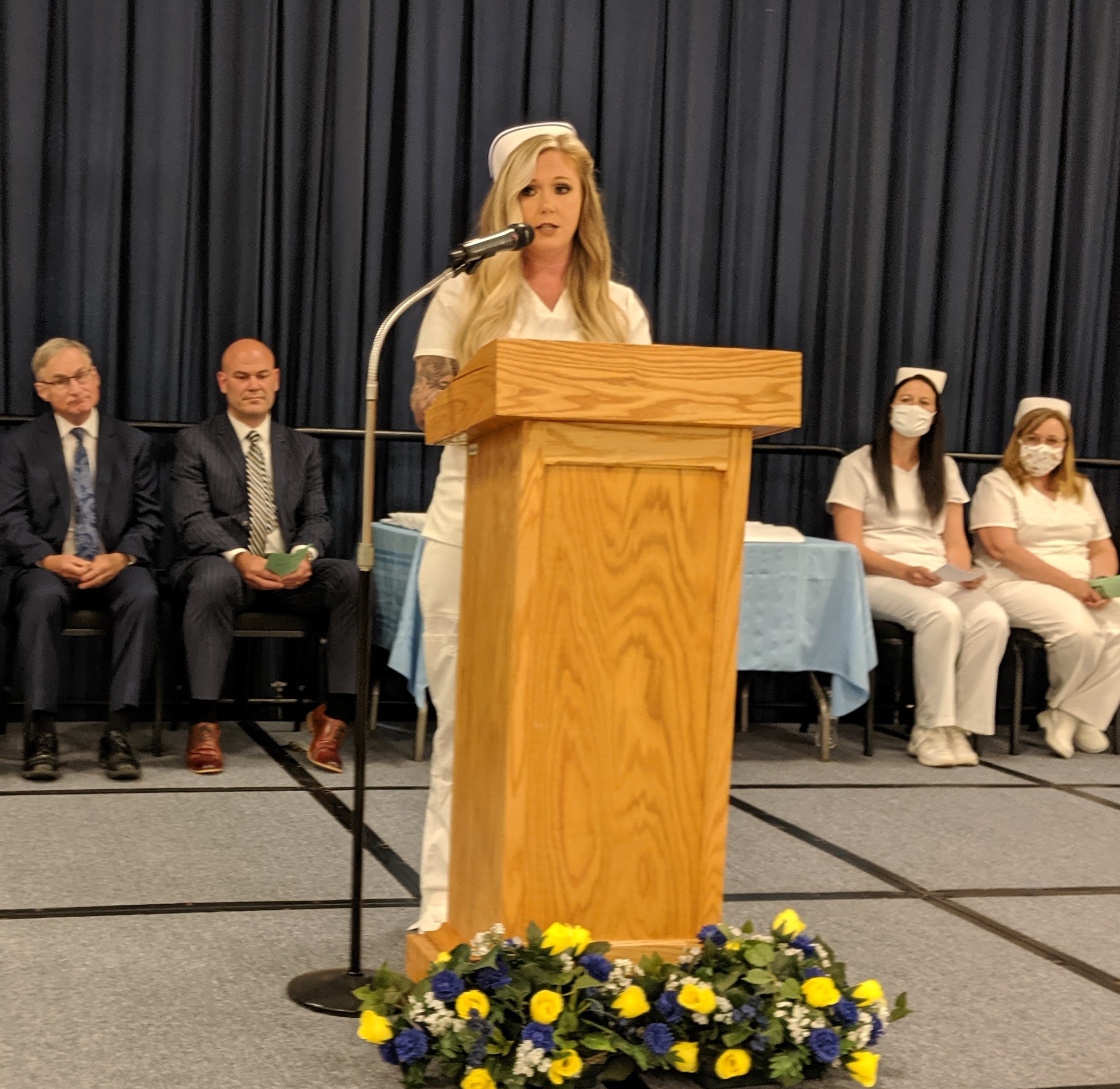 Knoedler School of Practical Nursing Honor Graduate Kodi Carl addressed the crowd during the graduation ceremony August 10th at A-Tech