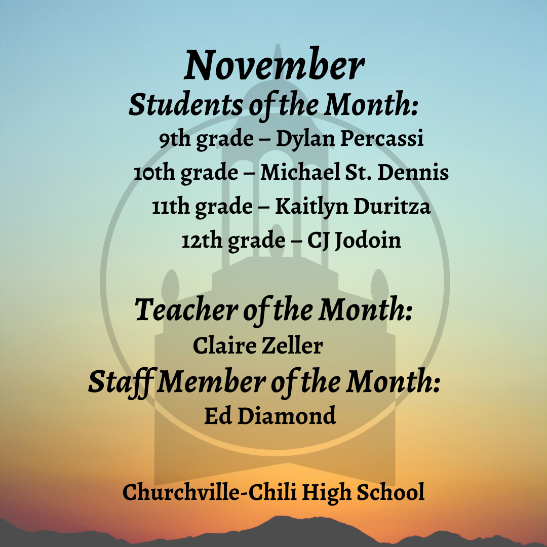 HS Students of the Month graphic