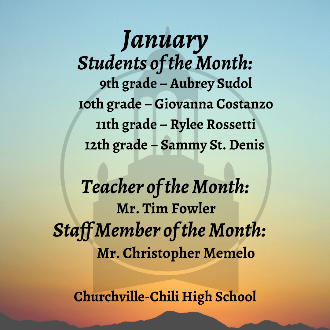January Student of the Month graphic