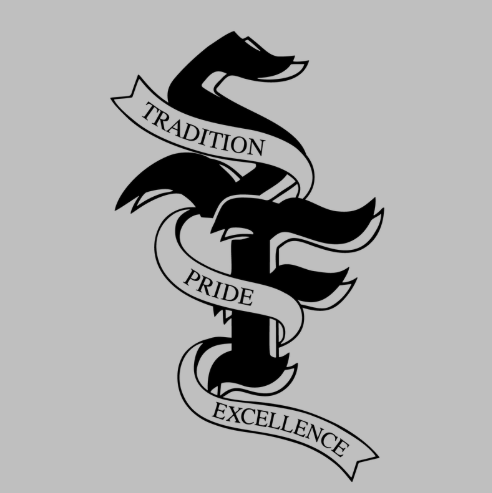SF Ribbon Logo in black with transparent Ribbon on gray background