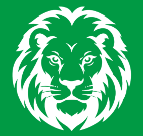Athletic Lion Head logo in white on green background