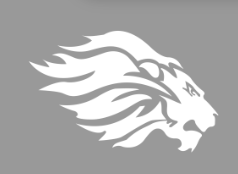 Lion Head Profile logo in white on gray background