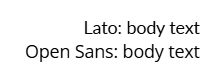 comparison of Lato and Open Sans fonts using the words "body text"
