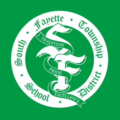 White circle logo with transparent ribbon and white outer ring on green background