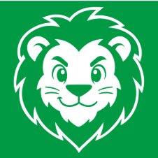 Youth Lion Head Logo in white on green background