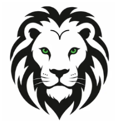 General Lion Head logo in Black with Green eyes