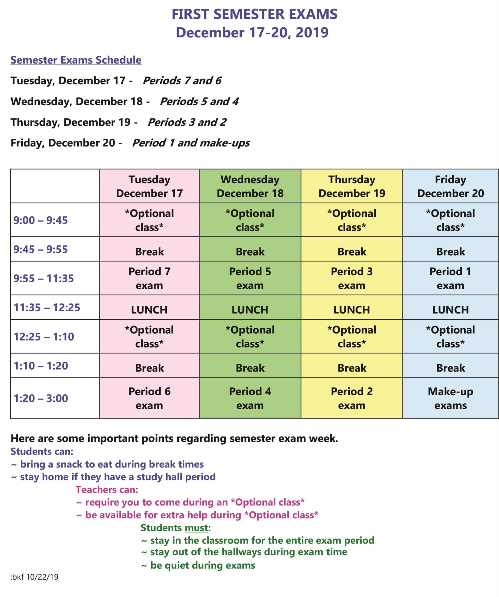 High School Bell Schedules