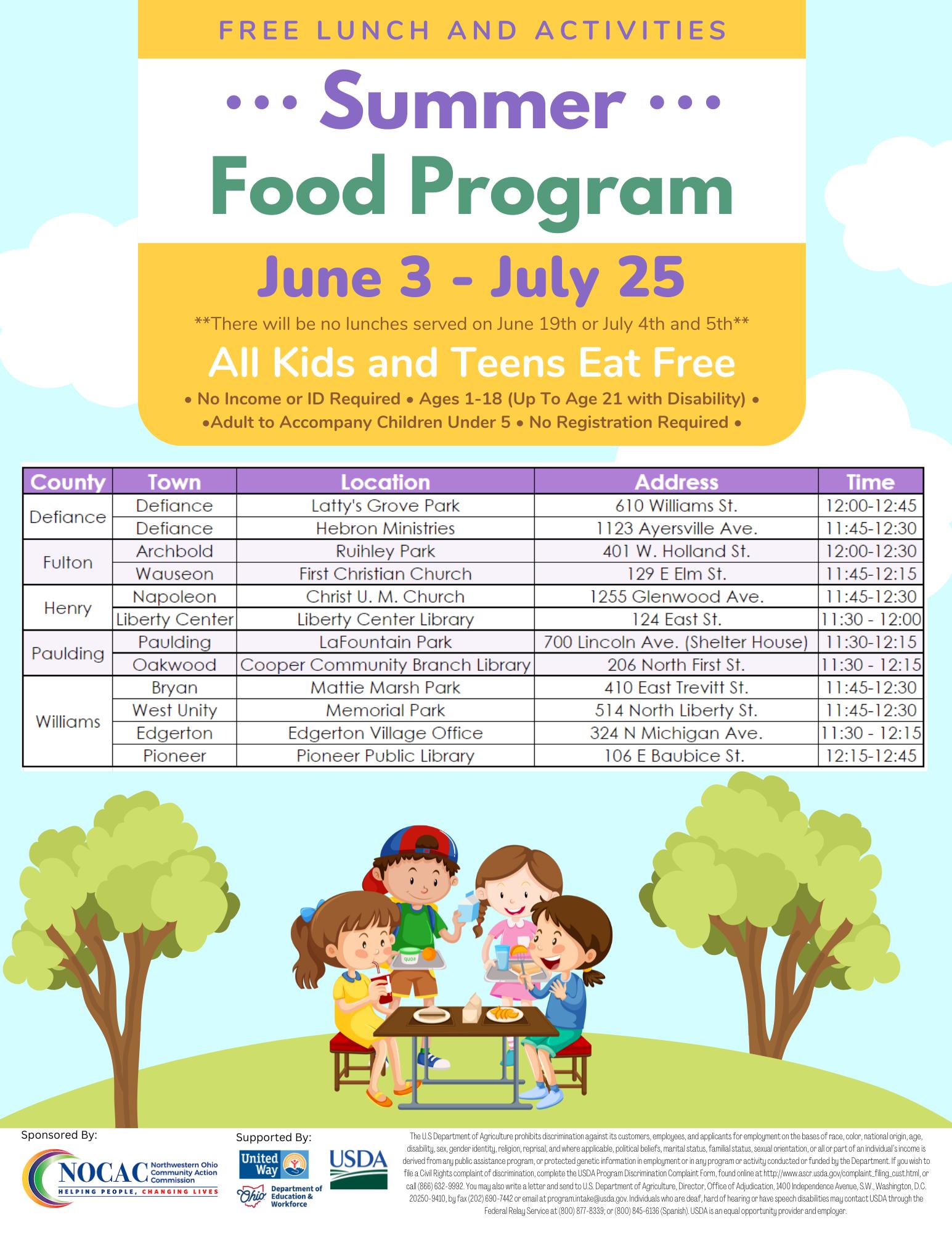 Summer Lunch Program Flyer