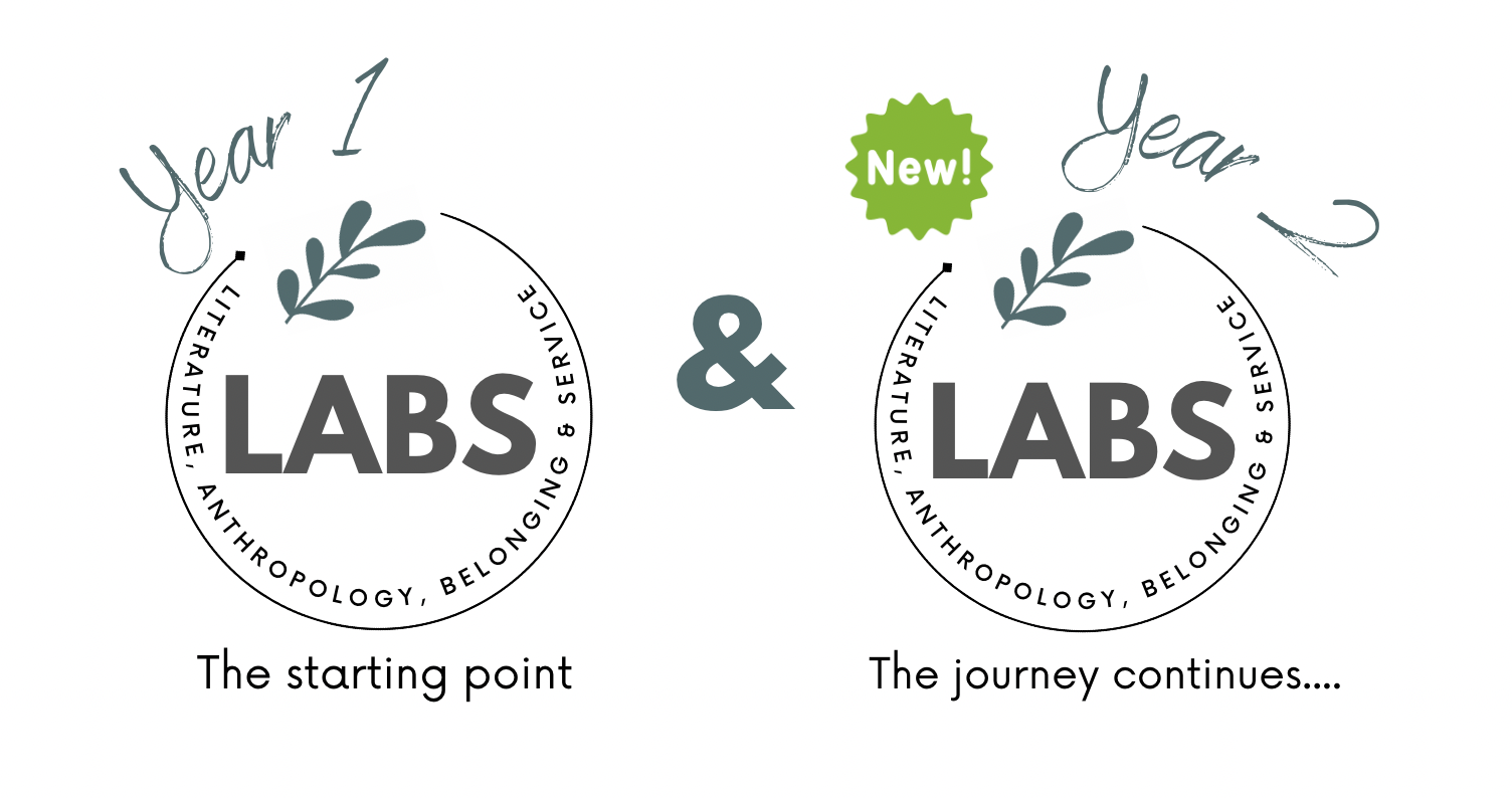 Year 1 and Year 2 LABS logos (literature, anthropology, belonging, service)