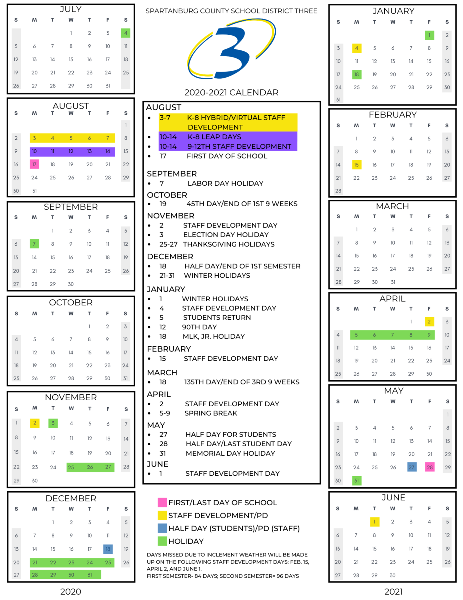 Spartanburg District 6 Calendar