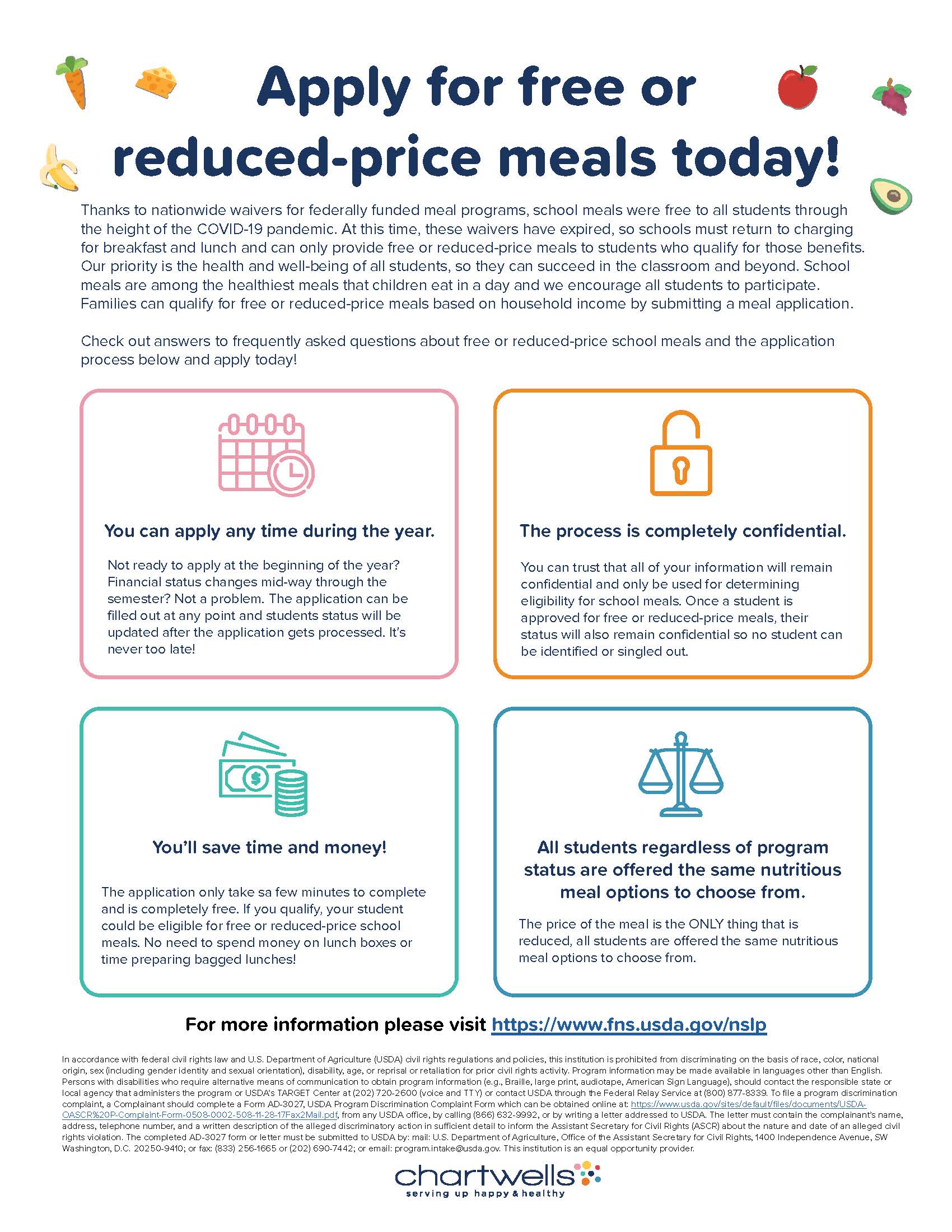 free reduced meal application info