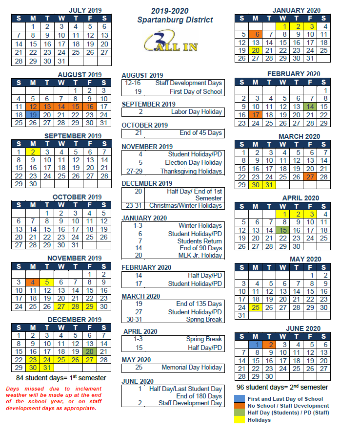 Spartanburg District 2 Calendar Customize and Print