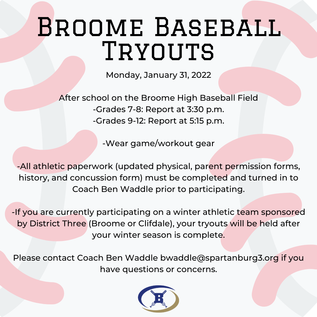 broome baseball tryouts. info to right