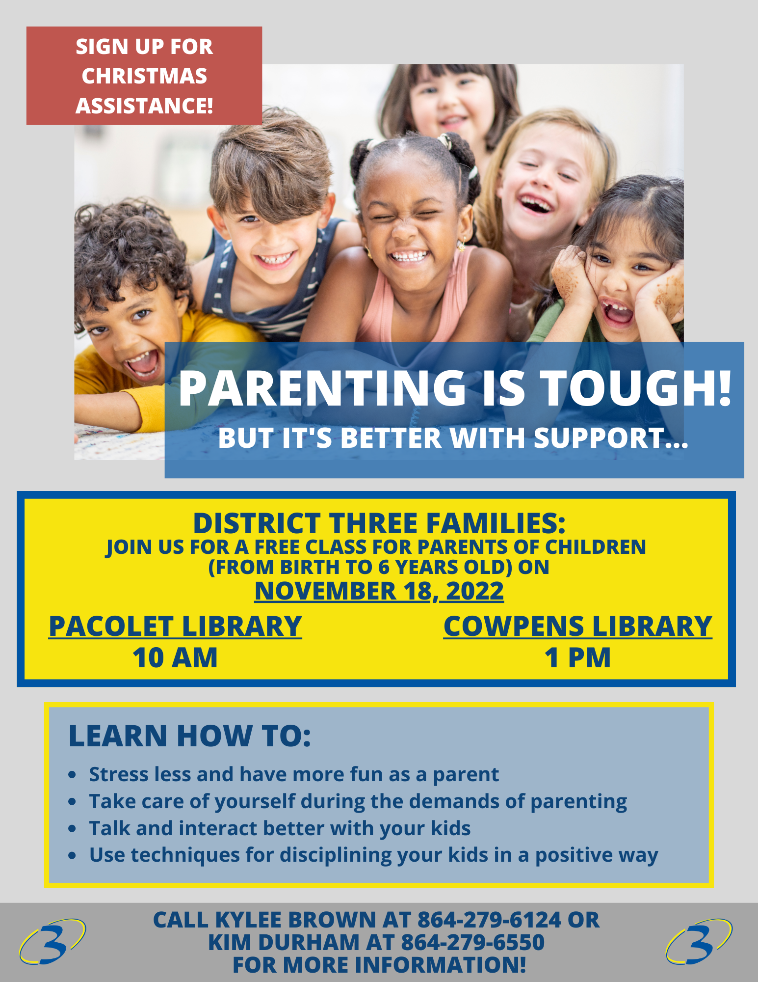 parenting class information. email amyles@spartanburg3.org for an ada-friendly version of this flier.