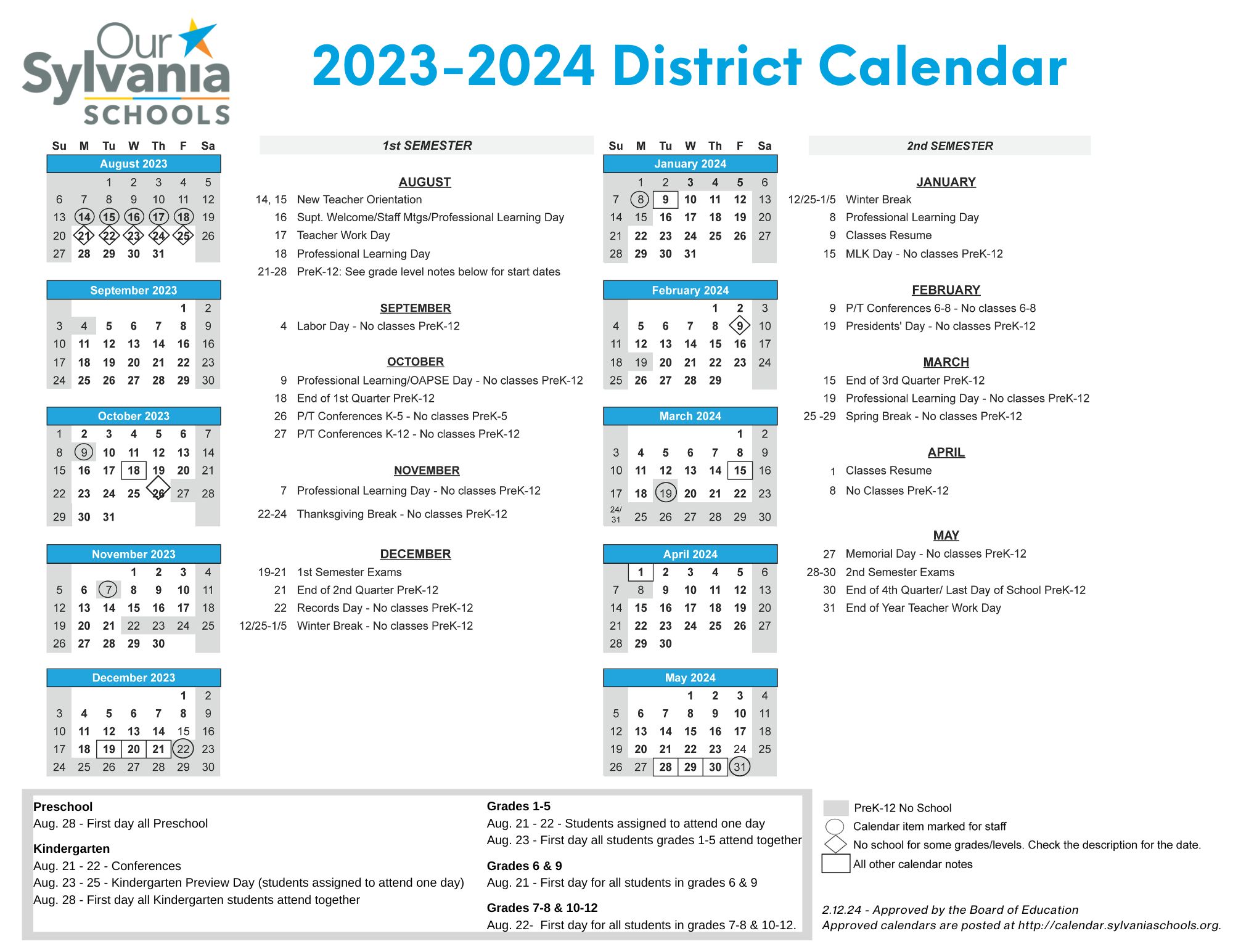 District Calendars