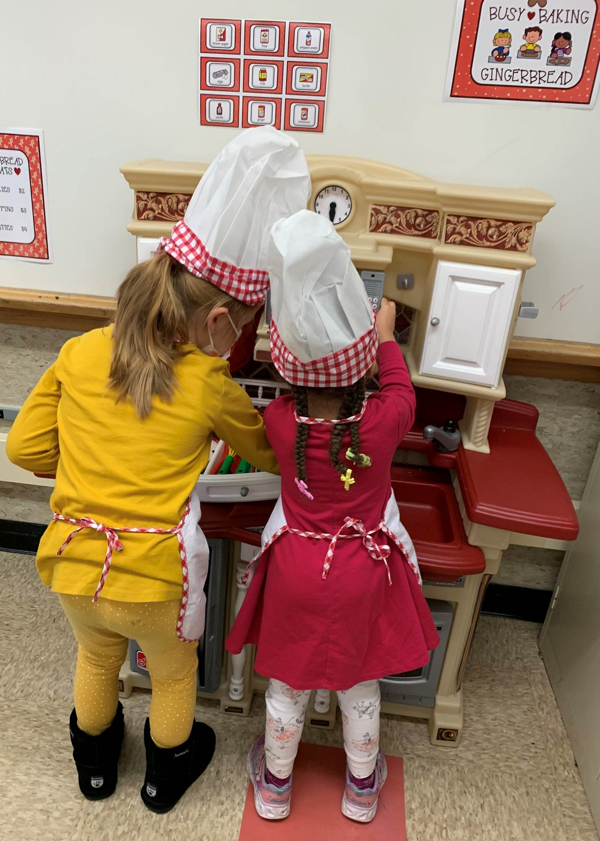 Two students working together at a bakery center