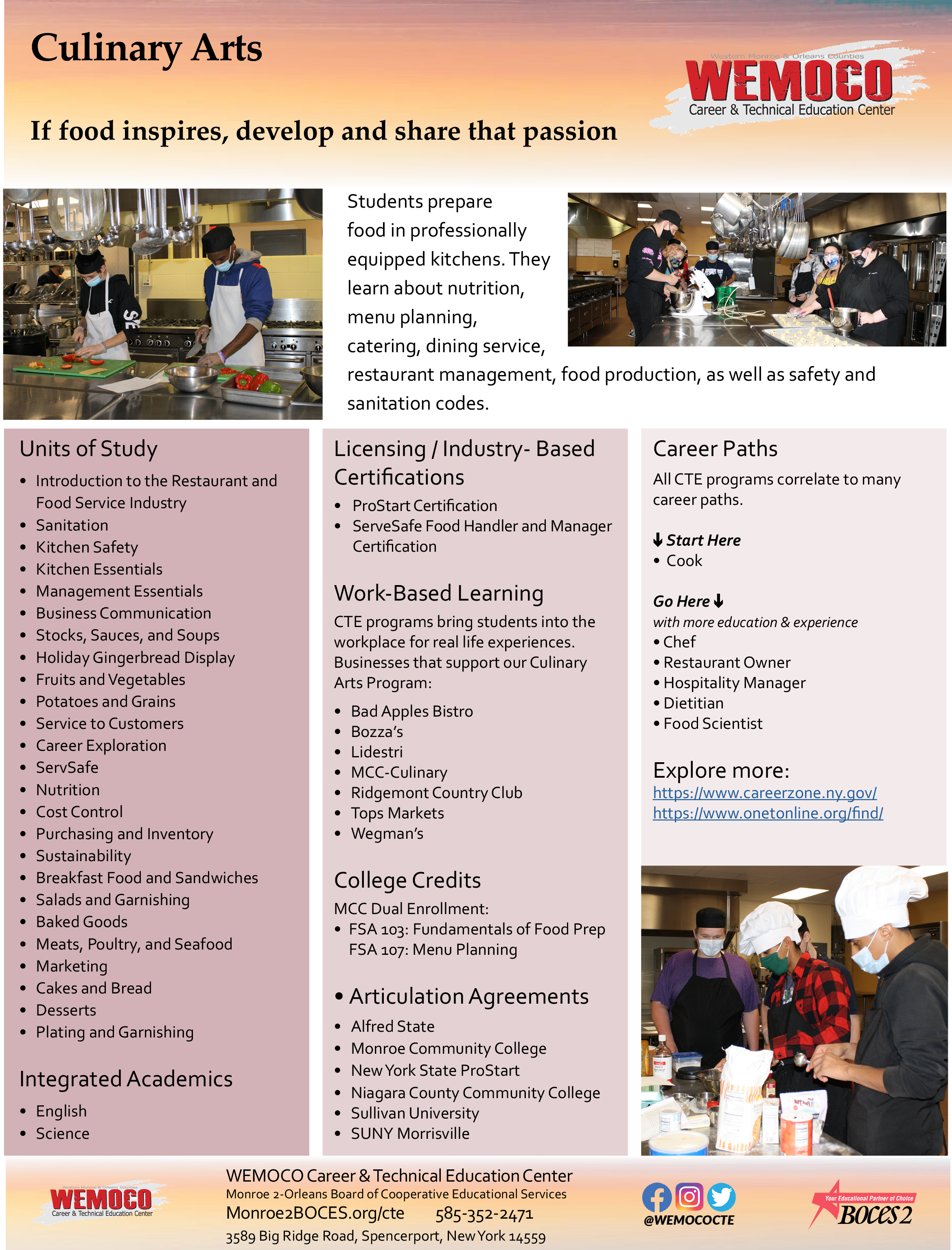 Culinary Arts Program Information