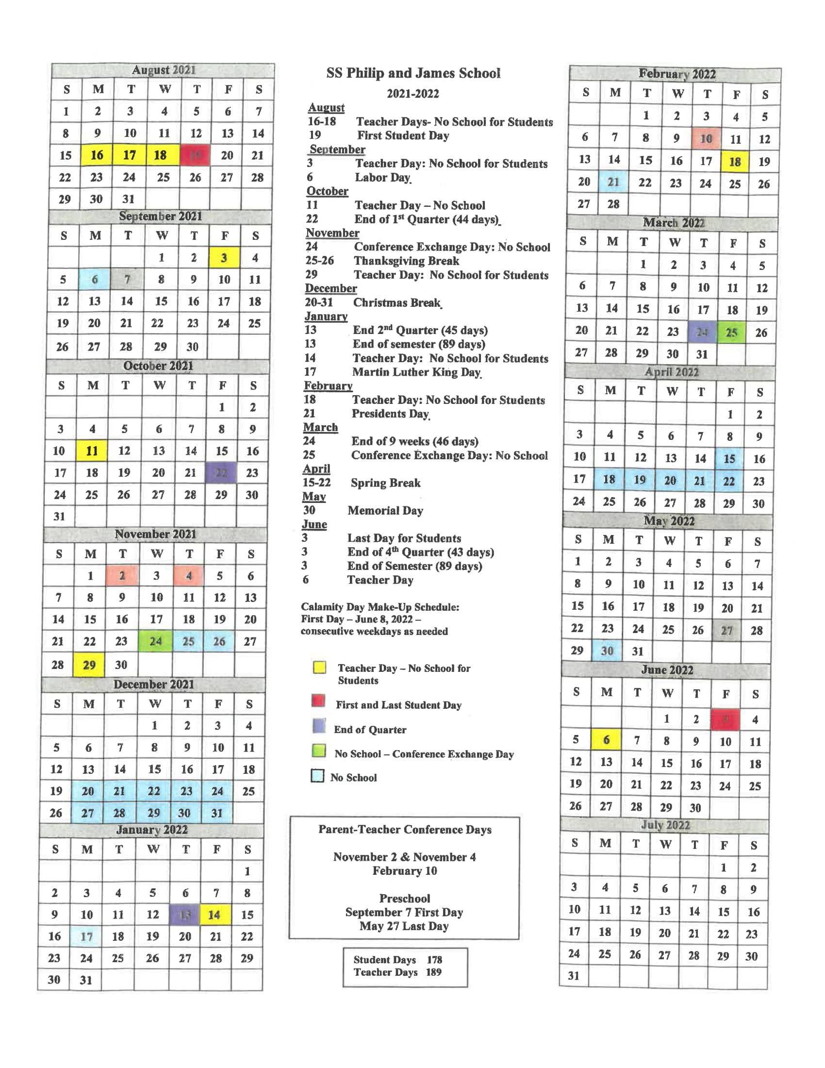 Academic Calendar 2021-22