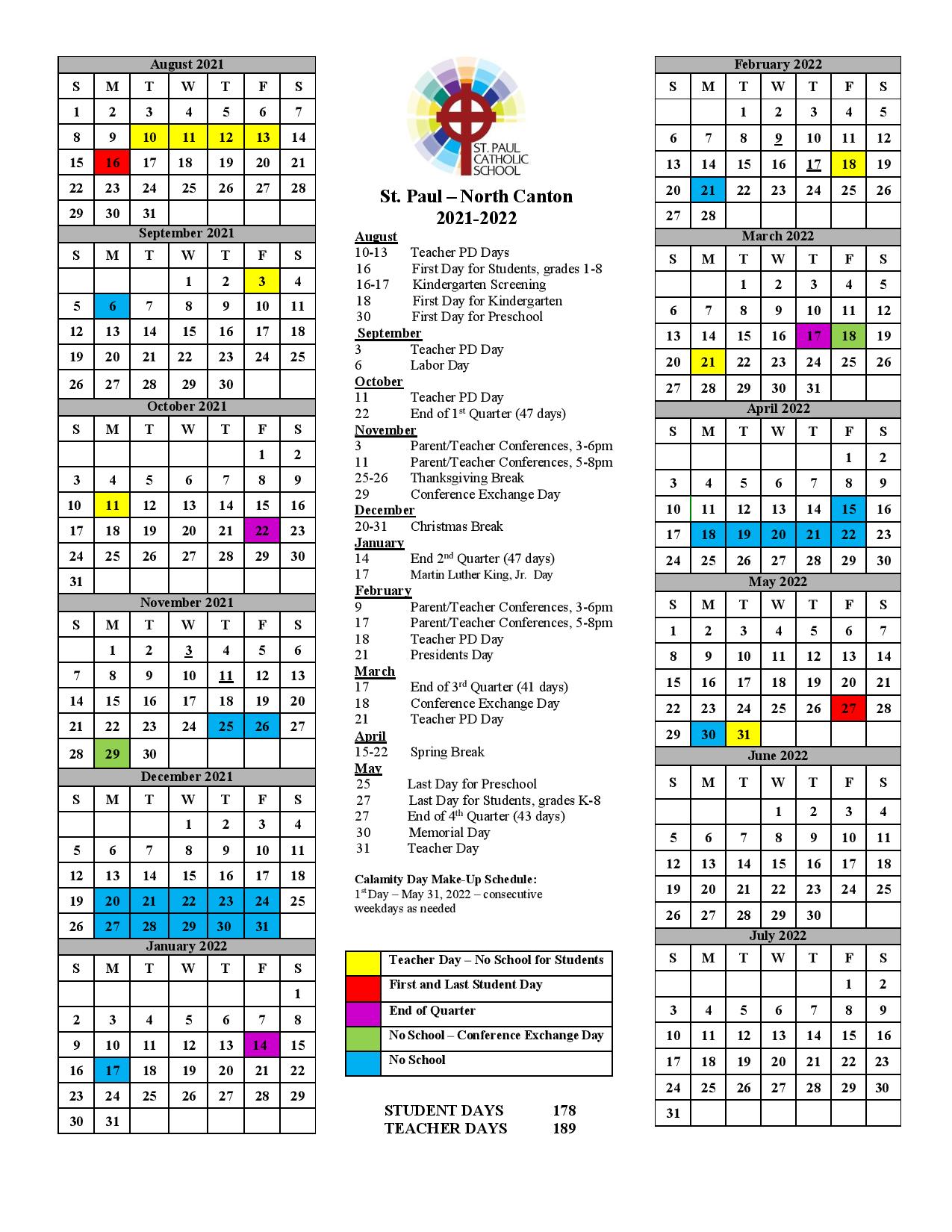 Tcaps Calendar 2022 Academic Calendar 2021-22