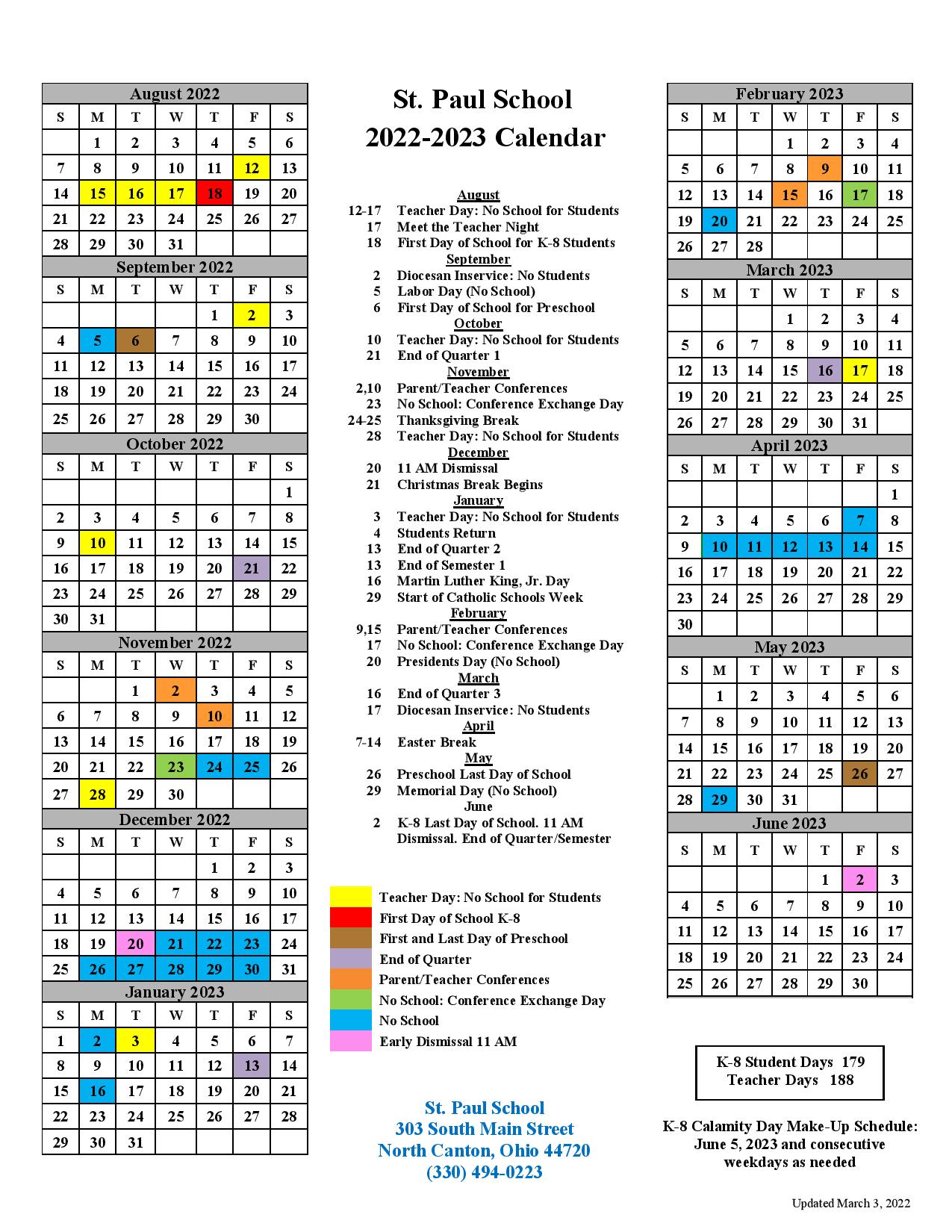 Academic Calendar 2022 23