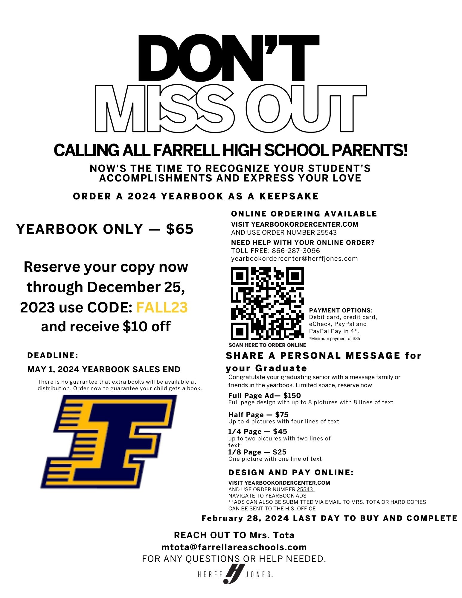 Yearbook and Grad Ad Flyer 23-24